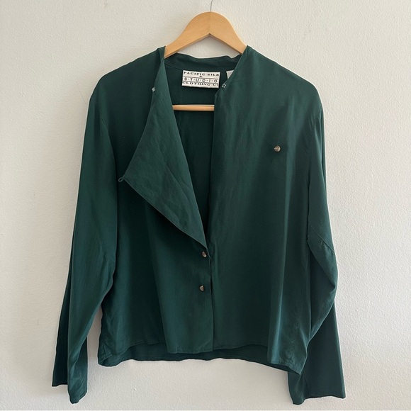 Vintage Pacific Silk & Studio 100% Silk Blouse Top Sz M - Picture 2 of 6